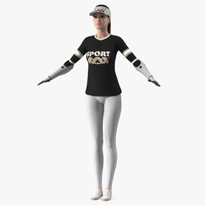 Woman with Bionic Arms T-pose 3D model