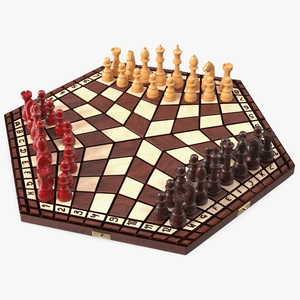 Hexagonal Chess for 3 Players 3D model