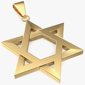 Star of David Necklace Gold 3D