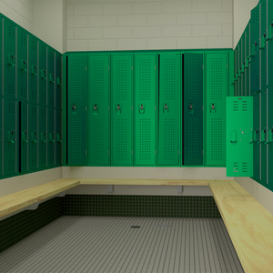 Metal Locker Boxes Room Green 3D model