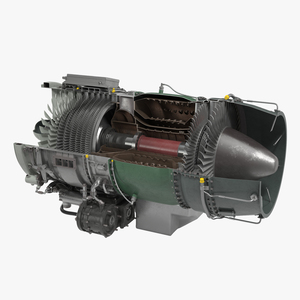 3D Turbojet Engine General Electric J85 Sectioned