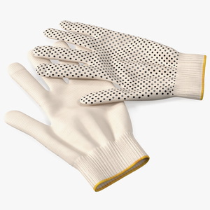 Cotton Work Gloves Beige 3D model