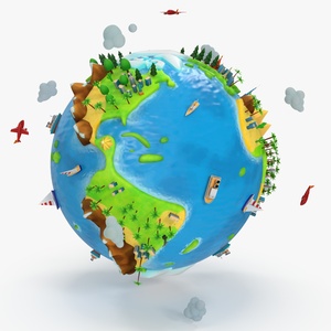 Stylized Cartoon Miniature Earth 3D