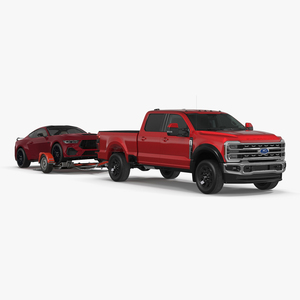 Ford F-550 with Tow Dolly and Sport Car 3D model