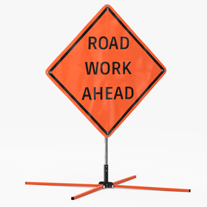 3D Road Work Ahead Traffic Control Sign