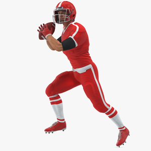 3D American Football Player Red Uniform Running The Ball model