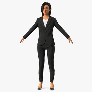 Professional Businesswoman A-Pose Fur 3D