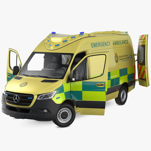 3D Meredes Benz Sprinter Emergency Ambulance Rigged model