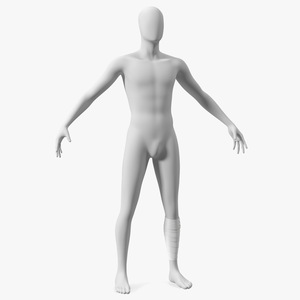 3D model Elastic Bandage White with Clamps Wrapped Around Leg on Mannequin
