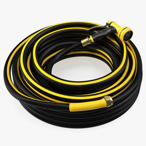 3D Black Garden Hose and Trigger Nozzle