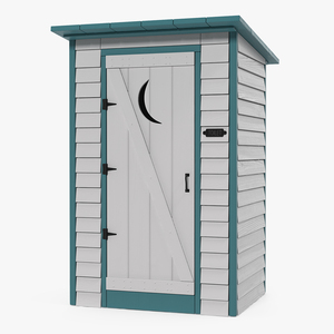 3D model Painted Wooden Outhouse Toilet