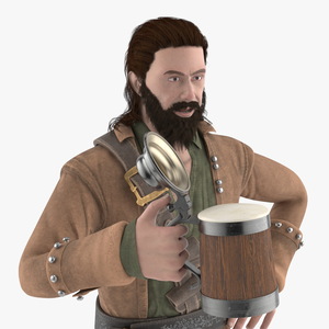 3D Pirate with Vintage Beer Mug model