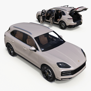 3D Porsche Cayenne Luxury SUV Cashmere Beige Rigged model