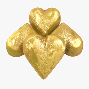 Chocolate Candy Heart in Gold Foil 3D model