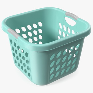 Plastic Laundry Basket Square Blue 3D model