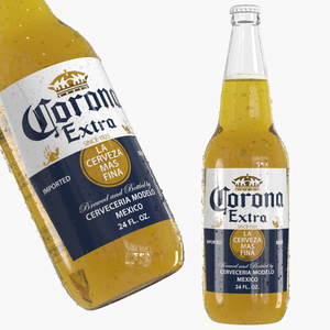 3D model Cold Corona Extra Glass Bottle Beer 24oz