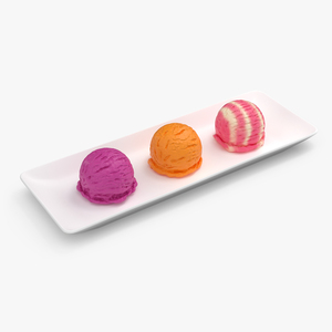 3D model Ice Cream Scoops on Plate