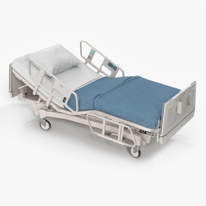 3D Hospital Bed with Adjustable Side Rails Rigged