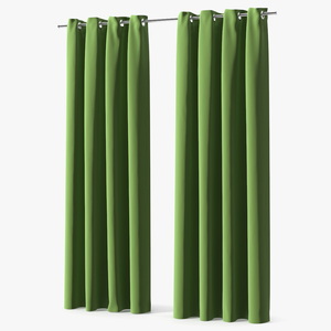 3D Classic Drapery on Metal Curtain Rod