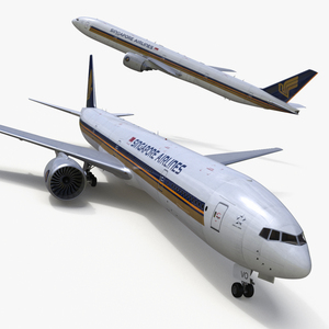 3D Boeing 777 Singapore Airlines Rigged