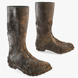 3D Dirty Rubber Boots model