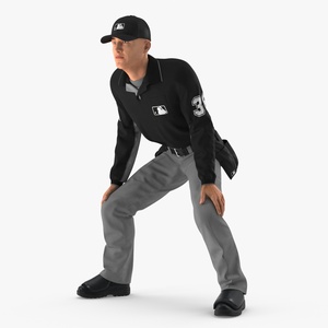 3D Baseball Umpire in Cap Ready Pose model