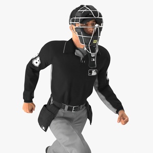 3D Baseball Umpire with Protective Mask Rigged model