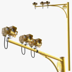 Average Speed Cameras Mounted on Pole 3D