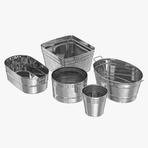 3D model Galvanized Metal Container Set