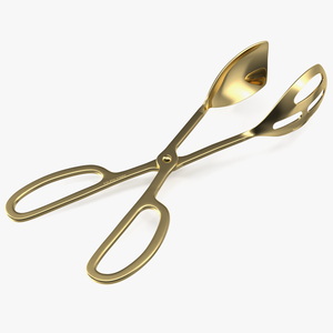 3D Buffet Scissor Salad Tongs Gold