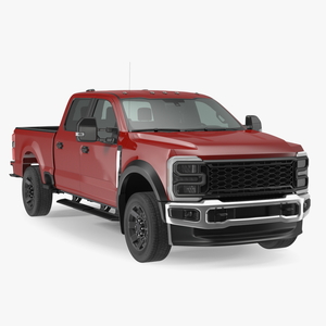 Red Heavy Duty Pickup Truck 3D