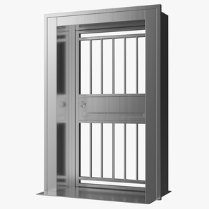 3D Security Door with Vertical Bars and Lock