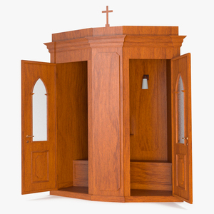 3D model Church Confessional Booth Open