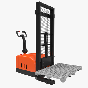 Electric Walkie Stacker and Plastic Pallet 3D