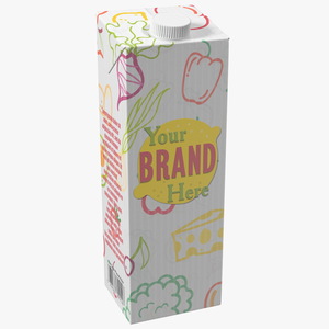 3D model Mockup Aseptic Carton Package with Screw Cap White