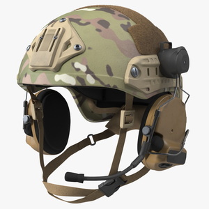 3D model Tactical Gear Helmet Green Camo Fur