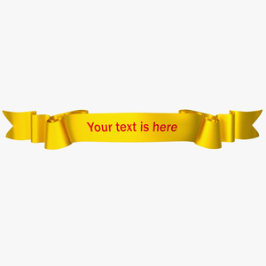 Ribbon Curved Stripe Banner Gold 3D