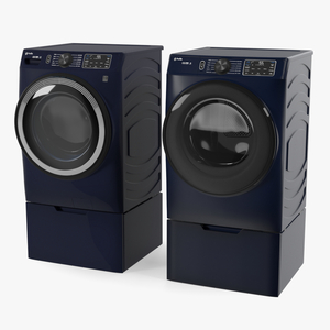 Steam Washer and Dryer Profile Set Blue 3D model