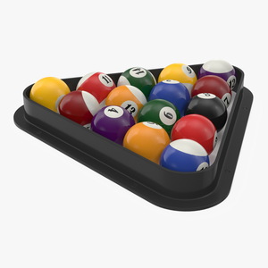 3D model Billiard Balls Set in Triangle Rack