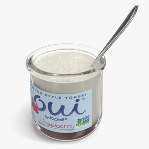 3D Strawberry Yogurt Container with Spoon model