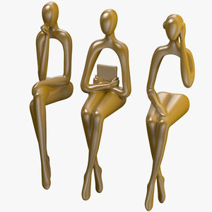 Home Decor Human Sculpture Gold Color 3D