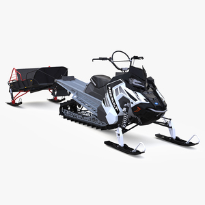 3D Polaris Snowmobile with Sled model