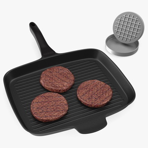 Burger Pan with Patty Press 3D