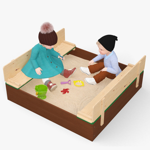 3D model Children in Sandpit Fur Rigged