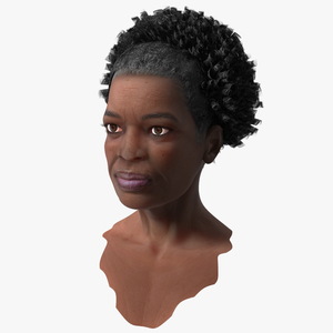 3D Afro American Grandma Head