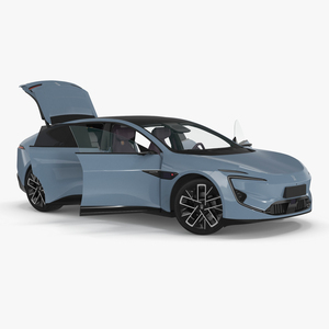Avatr 12 EV Blue Color Rigged 3D model