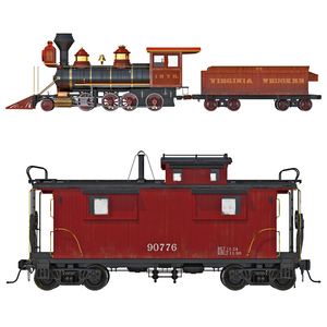 3D Steam Train and Caboose model