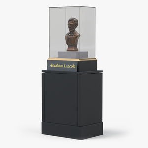 3D Bronze Bust of Lincoln in Museum Stand model