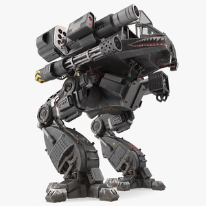 3D Shabby Military Robot Empty Black model