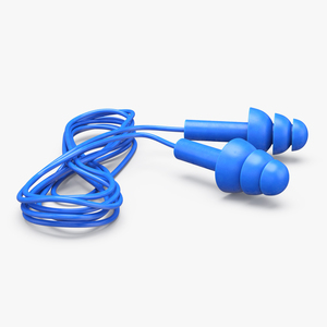 Reusable Earplugs with Safety Cord 3D model